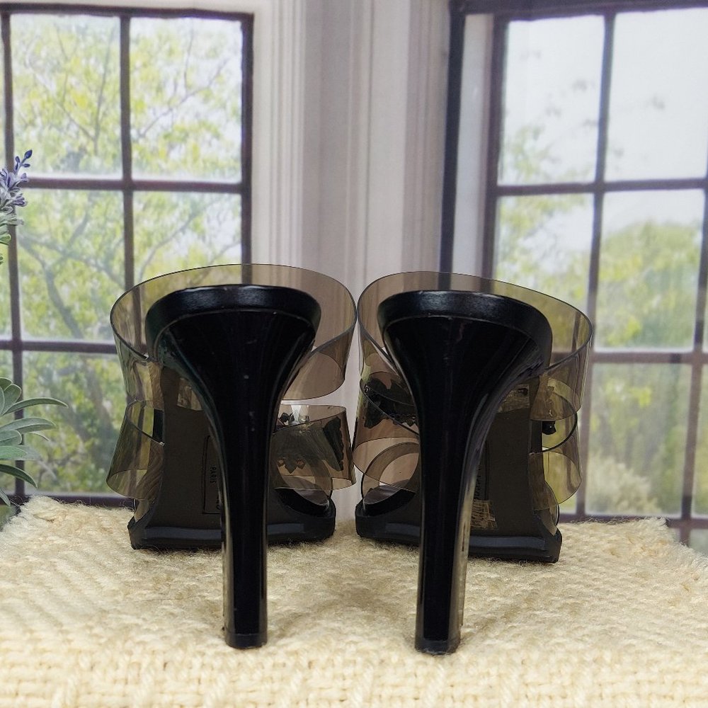 KARL LAGERFELD PARIS BRENTLY 3 BAND HIGH HEEL SLIDE SANDALS (9.5) - Picture 10 of 15